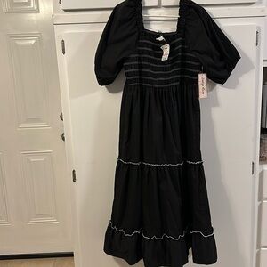 Black Midi dress with square neck
